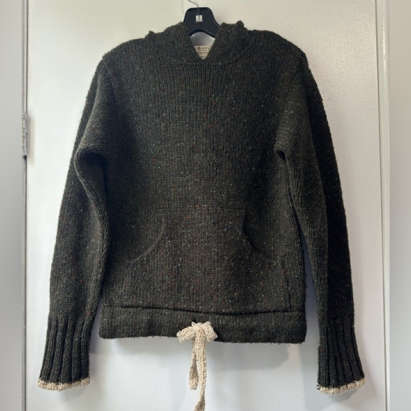 Aran Unisex Sweater Market Wool Hoodie With Pouch Pocket Size XS - Picture 3 of 13